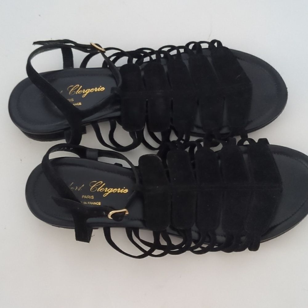 ROBERT CLERGERIE Black Suede Sandals - Picture 3 of 11